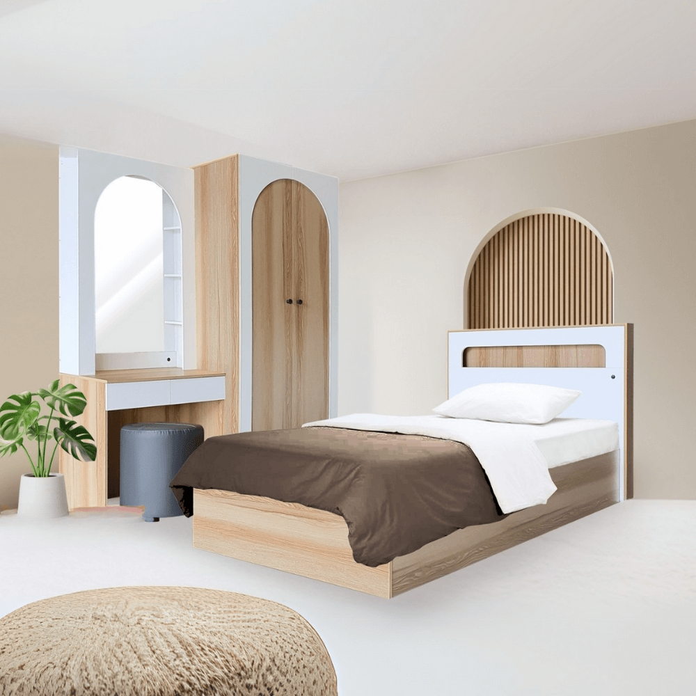 ชุดห้องนอน 3.5 ฟุต WISDOM DESIGN FURNITURE รุ่น ARISTA 2 สี แอช/ขาว_1